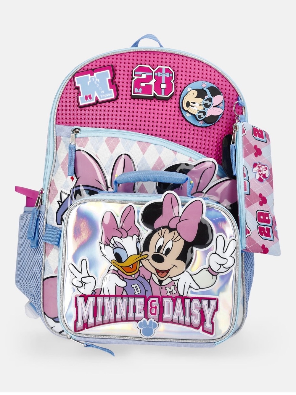 Disney Minnie & Daisy Kids Backpack - Pink, Light Blue & Silver
